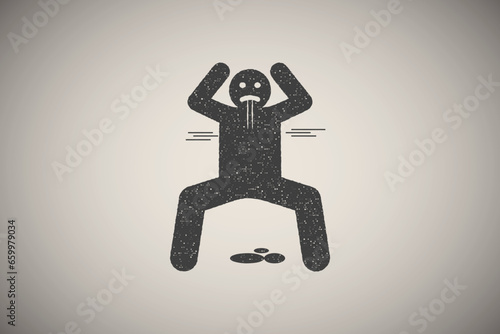 Man, person, scary, terrifying icon vector illustration in stamp style