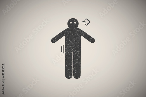 Offended, person, sensitive icon vector illustration in stamp style