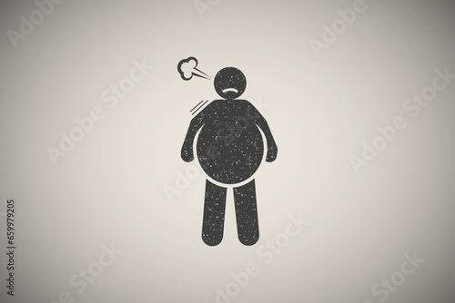 Insensitive, angry, man icon vector illustration in stamp style