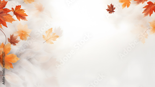 Seasonal Wallpaper with Falling Autumn Leaves. Natural Banner with copy space.