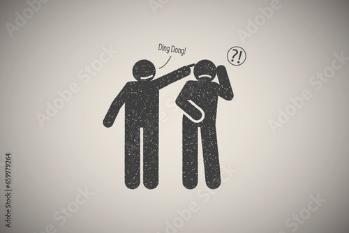 Annoying, bother, irritate, man icon vector illustration in stamp style
