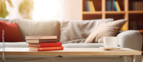 Books coffee sofa Remote learning lockdown idea home leisure