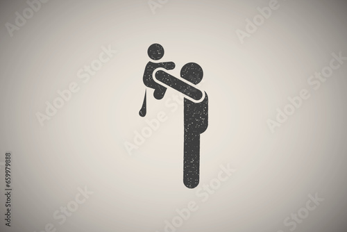 Baby, crying, poop, parenthood icon vector illustration in stamp style