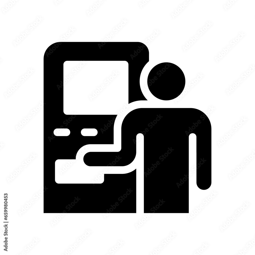 withdraw money glyph icon illustration vector graphic. Simple element illustration vector graphic, suitable for app, websites, and presentations isolated on white background