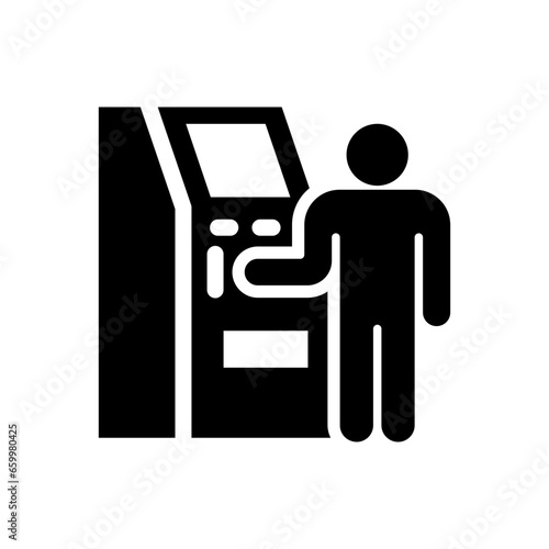 withdraw money glyph icon illustration vector graphic. Simple element illustration vector graphic, suitable for app, websites, and presentations isolated on white background