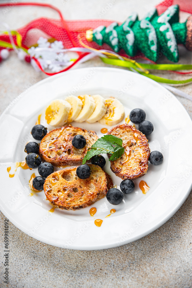 pancake day sweet toast fruit bread fried in egg holiday breakfast Christmas sweet dessert holiday treat new year and christmas celebration meal food snack on the table copy space food pancake day sweet toast fruit bread fried in egg holiday breakfast Christmas sweet dessert holiday treat new year and christmas celebration meal food snack on the table copy space food