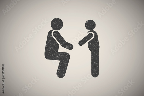 Child, listen, father icon vector illustration in stamp style