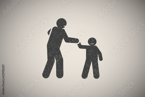Encourage, parent, family, positive icon vector illustration in stamp style