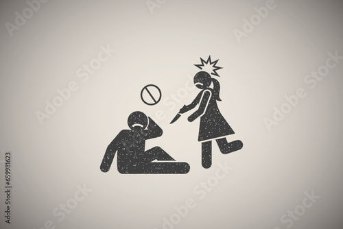 Knife safe seizure icon vector illustration in stamp style