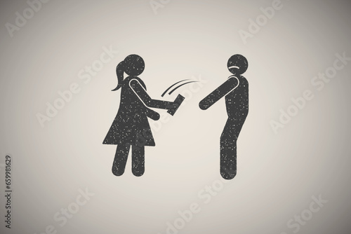 Call man help icon vector illustration in stamp style