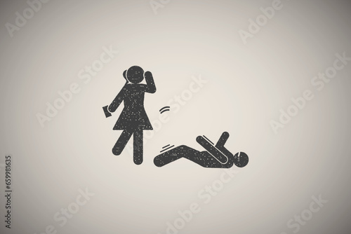 Item seizure help icon vector illustration in stamp style