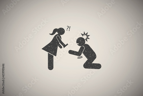 Man call help seizure icon vector illustration in stamp style