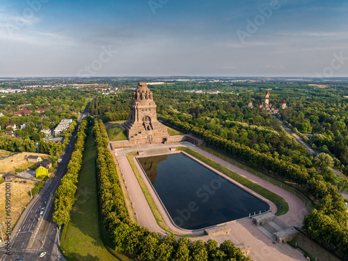 Leipzig Monument to the battle of the nation / Völkerschlachtdenkmal, aerial shot, Germany, History