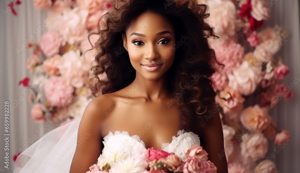 Obraz premium bride with bouquet