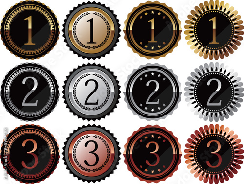 1位から3位までのランキングエンブレムセット