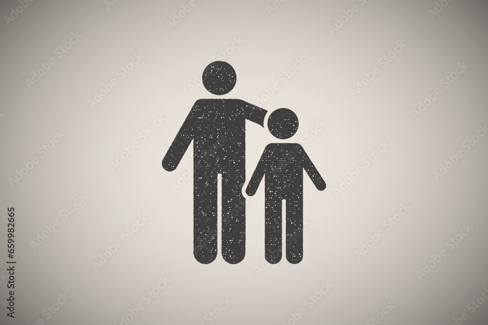 Child man walk park icon vector illustration in stamp style Child man walk park icon vector illustration in stamp style