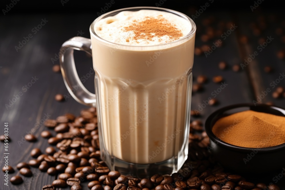 coffee flavored milkshake in a glass mug coffee flavored milkshake in a glass mug