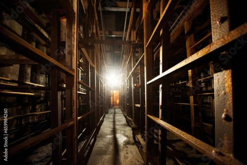 metal bars of a cell under harsh lighting © altitudevisual