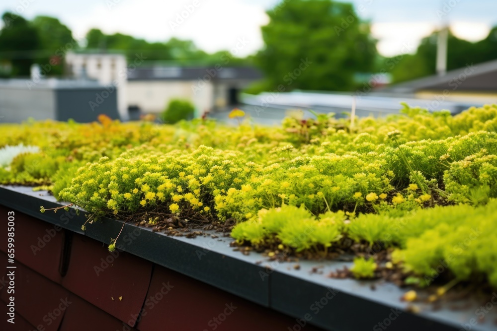 a green roof on an urban shed