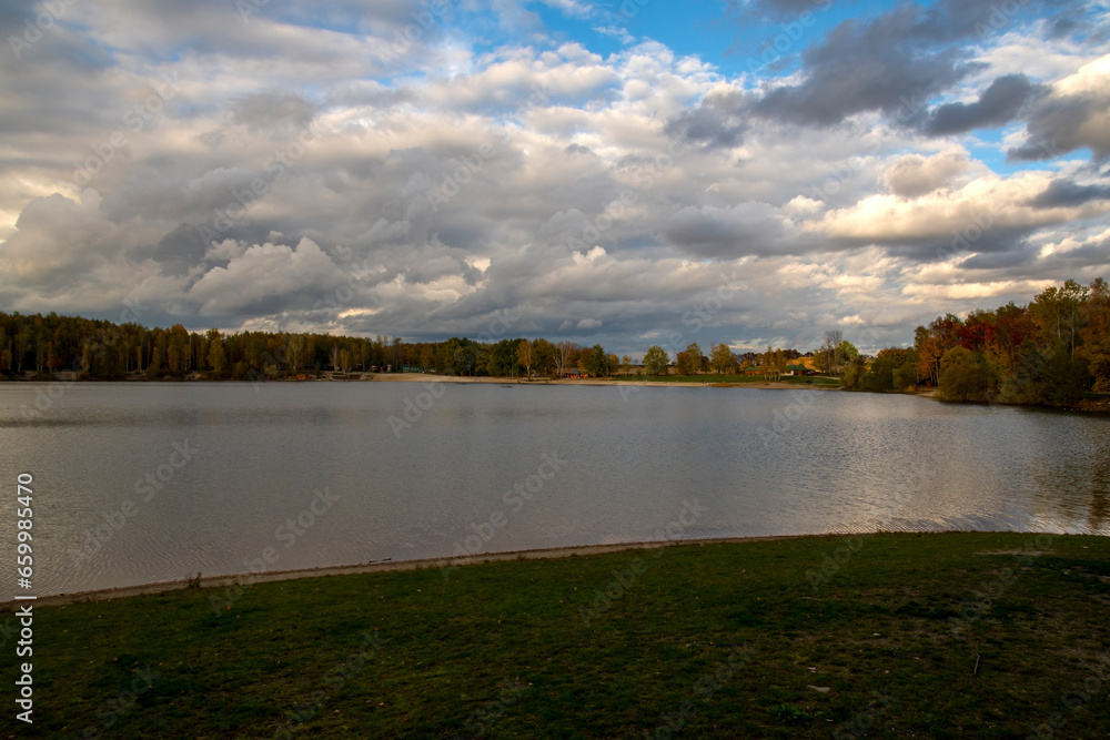 Naklejka premium landscape with lake