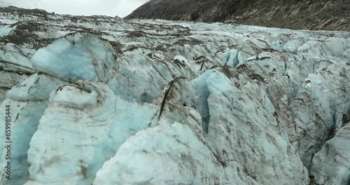 Argentiere Glacier aerial drone shoot in a cloudy day in the Frech alps  photo