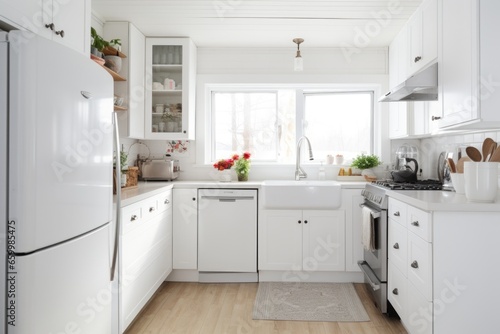 white refrigerator in a bright kitchen