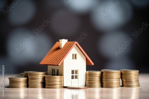 house model on the top of stacked coins secure loan