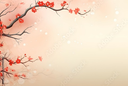 chenese oriental drawing cherry blossoms background