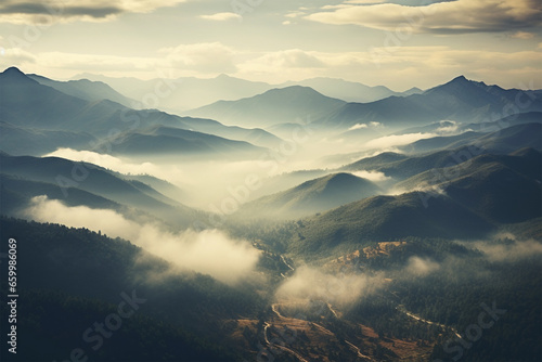 view of cloudy mountain peaks © Yoshimura