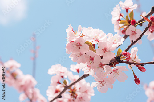 view of cherry blossoms against the sky
