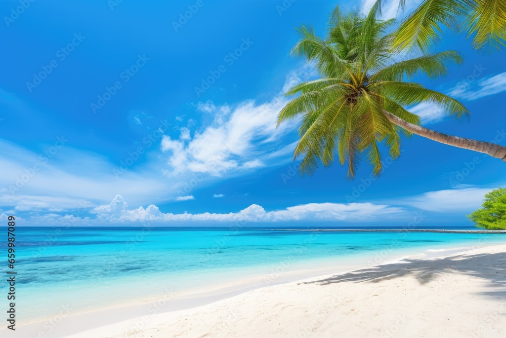 Tropical beach background with summer landscape, Generative AI