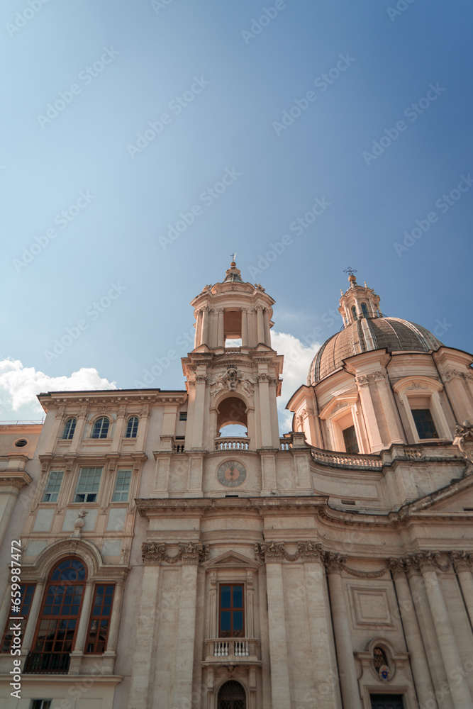 Cathedral in the city of Rome in Italy. Navona Square. Architecture. emblematic building.