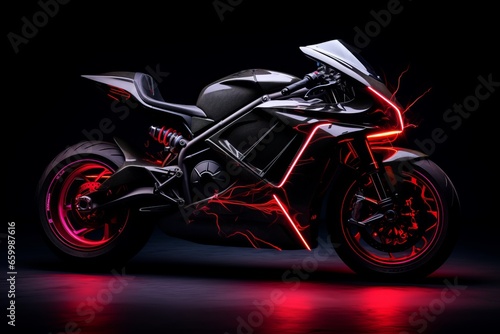 Sports motorcycle on abstract background