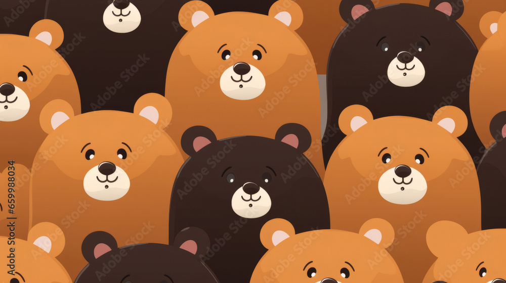 Fototapeta premium Seamless pattern with cartoon bears. Background wallpaper design concept