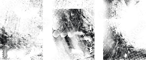 Distressed dotted design element. Duo tone, grunge poster . Modern art .Abstract, grungy composition . Half tone background. Halftone dots texture effect .Contemporary vector. Grange design