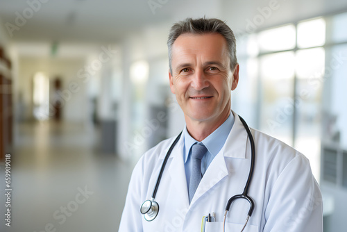 smiling doctor in hospital