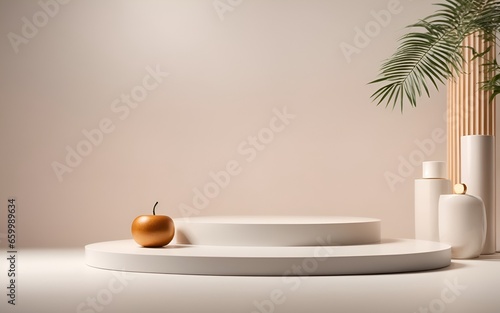 Wallpaper Mural 3D Minimalist podium display. Beauty clean platform presentation pedestal background and empty space for product advertisement Torontodigital.ca