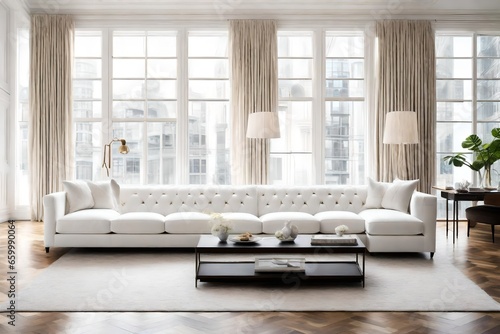 beautiful living room with white sofa