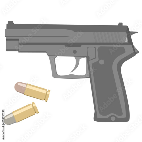 拳銃と弾丸のイラスト