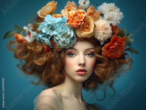 portrait of a woman with flowers in hair