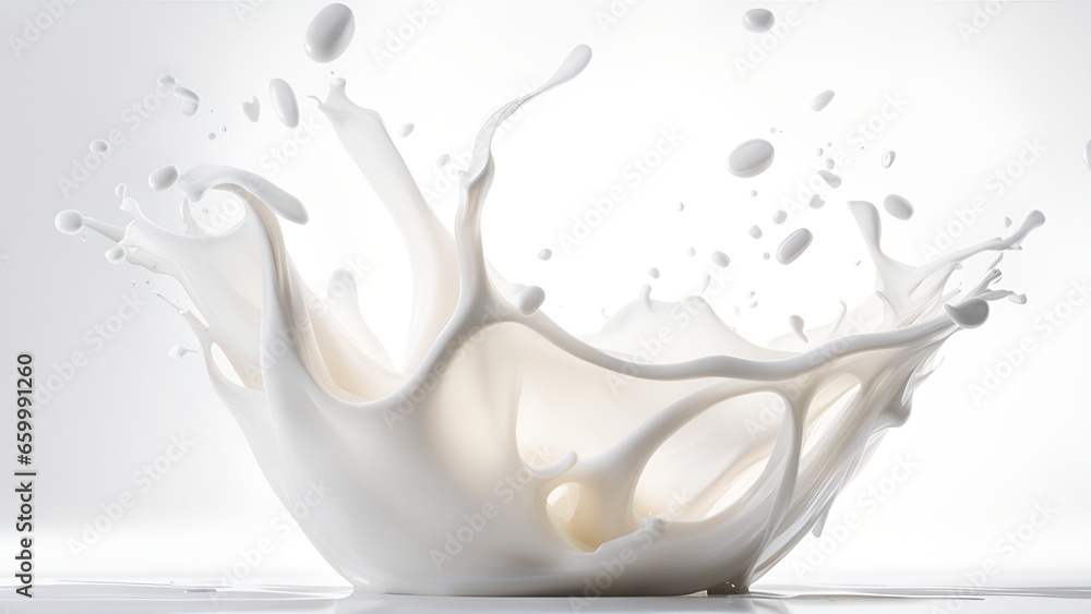 Pour fresh milk into a glass with a small splash. Isolated on a white background Pour fresh milk into a glass with a small splash. Isolated on a white background