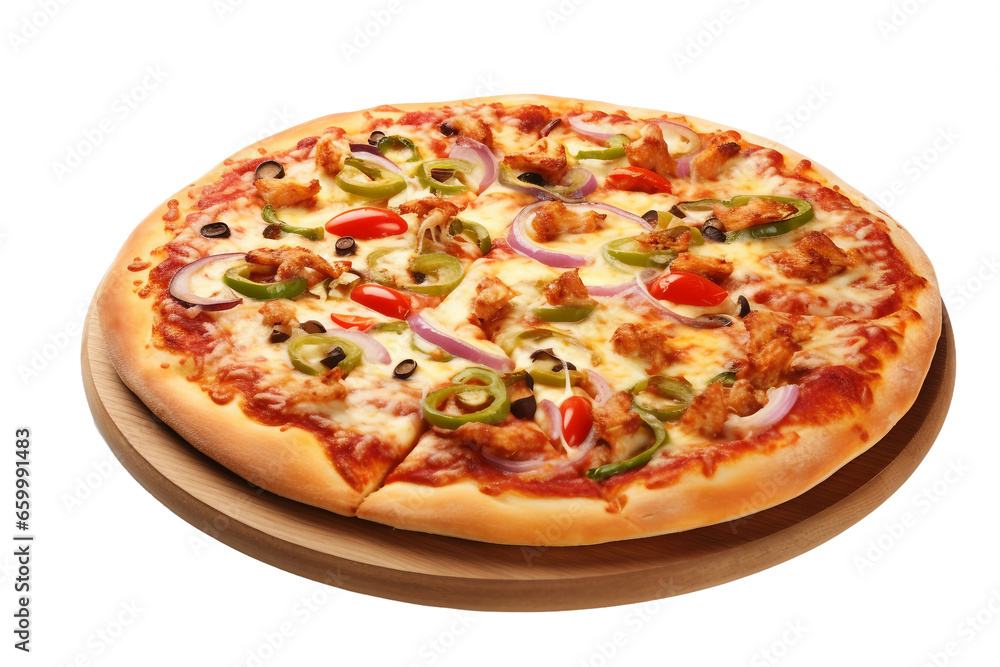 Pizza on White Background Generative AI