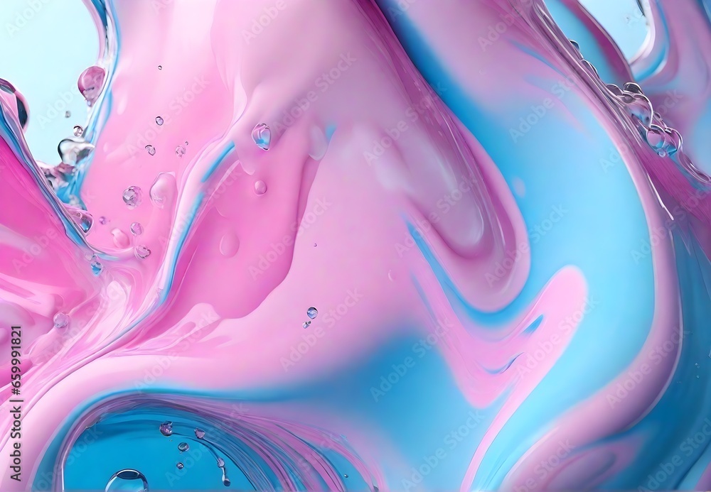 A mesmerizing interplay of pink and blue in a liquid state, frozen in a dramatic splash blast, evoking a sense of artistic expression and dynamic motion in this abstract masterpiece A mesmerizing interplay of pink and blue in a liquid state, frozen in a dramatic splash blast, evoking a sense of artistic expression and dynamic motion in this abstract masterpiece