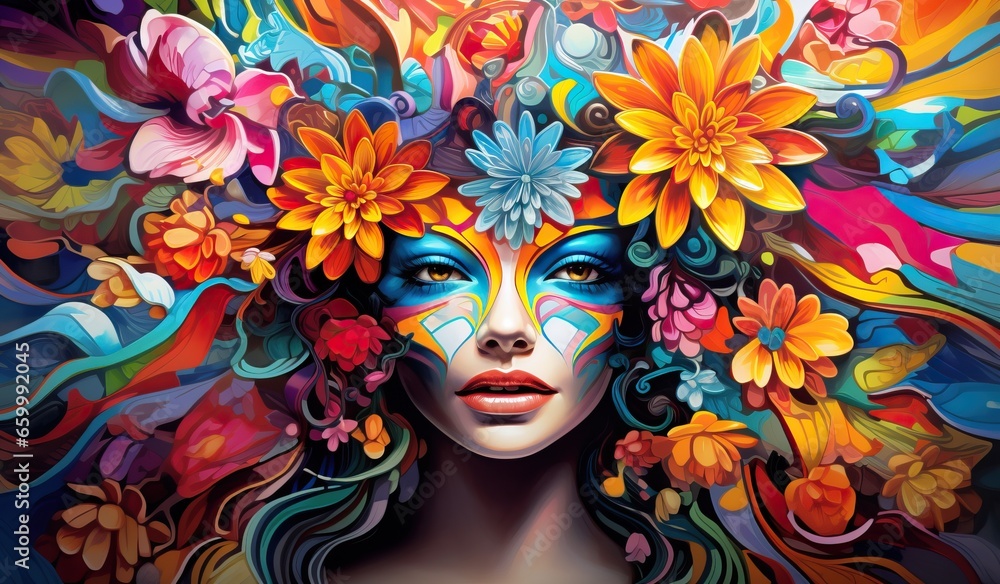 Surreal Flower Woman Illustration Concept