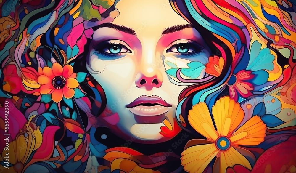 Surreal Flower Woman Illustration