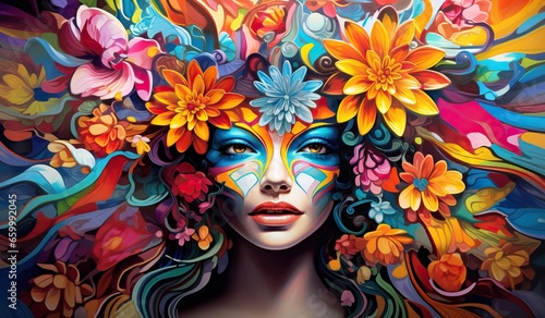Surreal Flower Woman Illustration Concept