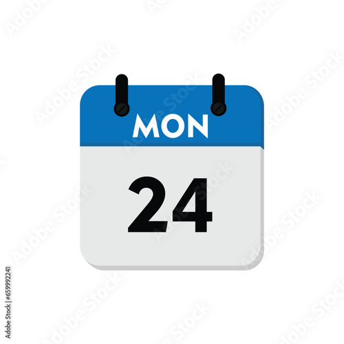 Modern Calendar with Monday 24th Date
