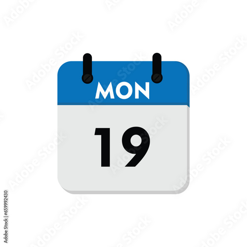 Minimalist Calendar Icon Showing Monday 19