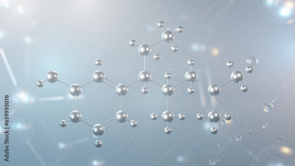 tapentadol molecular structure, 3d model molecule, opiate agonists