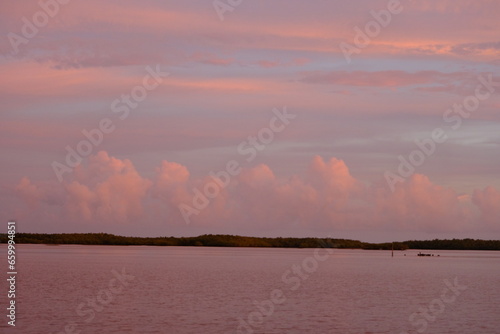 sunset over the lake